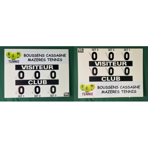 TABLEAU DE SCORE COMPACT TENNIS RECTO VERSO + ADHÉSIF - MADE IN FRANCE