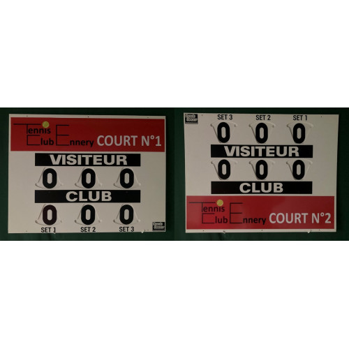 TABLEAU DE SCORE COMPACT TENNIS RECTO VERSO + ADHÉSIF - MADE IN FRANCE