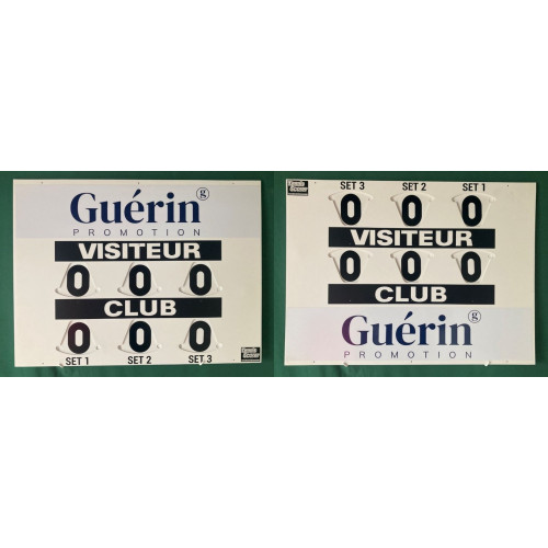 TABLEAU DE SCORE COMPACT TENNIS RECTO VERSO + ADHÉSIF - MADE IN FRANCE