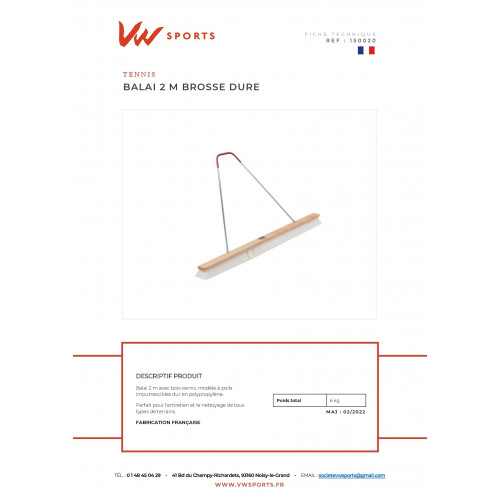 Balai 2m brosse dure- Made in France