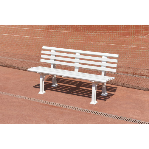 Banc résine 1m50 - 9 lattes - 2 pieds - blanc - 130010