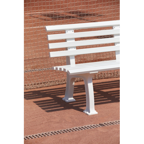Banc résine 1m50 - 9 lattes - 2 pieds - blanc