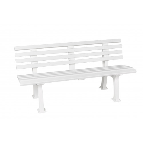 Banc résine 1m50 - 9 lattes - 2 pieds - blanc - 130010