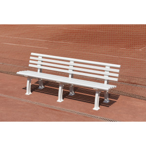 Banc résine  2m  - 9 lattes - 3 pieds - blanc