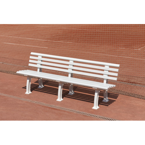 Banc résine  2m  - 9 lattes - 3 pieds - blanc