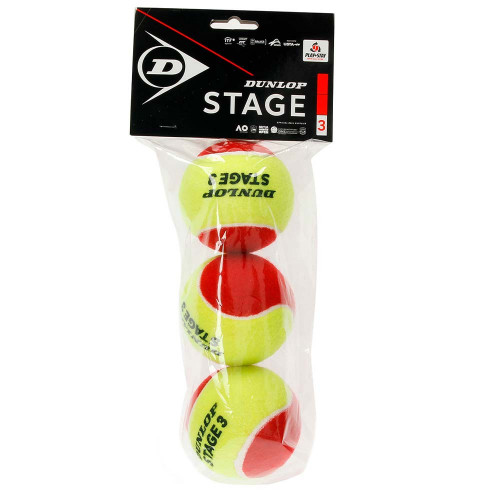 Sachet de 3 balles rouges Dunlop mini tennis