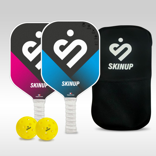 Lot 2 raquettes Pickleball Adulte Smart & Pro 3k, 2 balles et housse