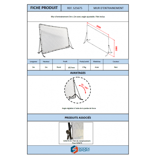 Mur d'entrainement inclinable - 3x2m