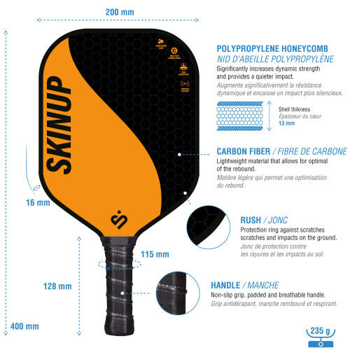 SUPER PACK 8 raquettes Yin Yang 100% Carbon - raquettes Pickleball