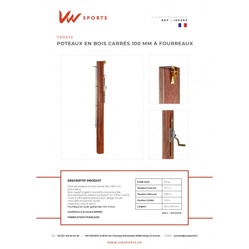 Poteaux en bois traités carrés 100mm à fourreaux- Made in France - 100090