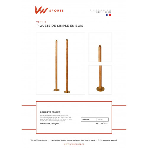 Poteaux de simple en bois traité (paire) - Made in France - 100210