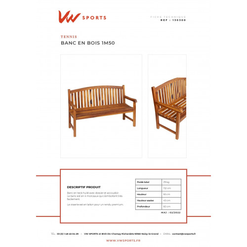 Banc bois traité 1m40