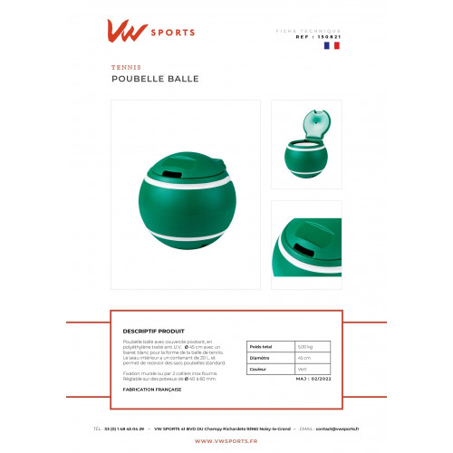 Poubelle balle verte - Made in France - 150821