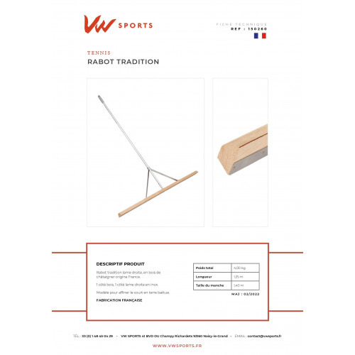 Rabot lame droite - Made in France