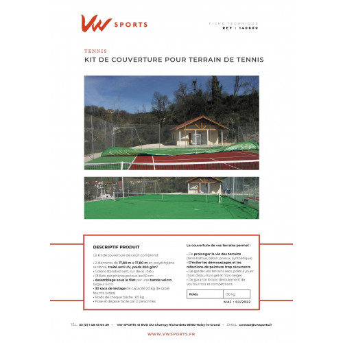 Kit de couverture pour terrain de tennis + 30 sacs de lestage - 140600