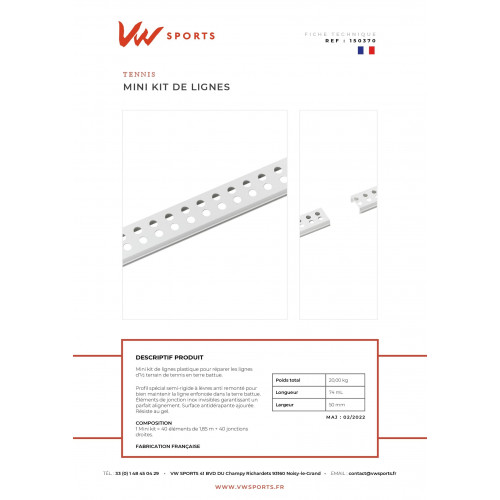 Ligne rigide Ronde 1/2 terrain - Vendu sans jonctions droites - Made in France