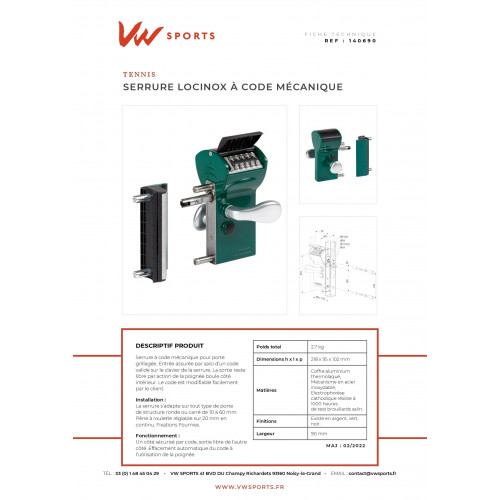 Serrure Locinox à code pour porte grillagée