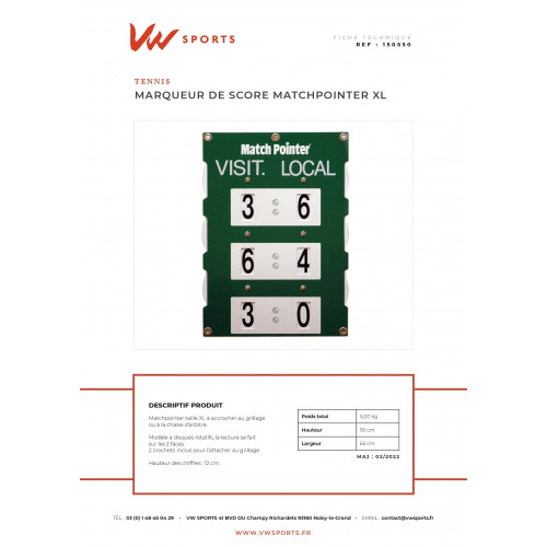 Marqueur de score Matchpointer XL - 150550