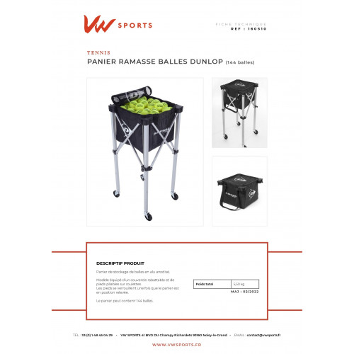 Panier de stockage de balles - Dunlop - 144 balles - 160510