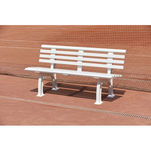 Banc résine 1m50 - 9 lattes - 2 pieds - blanc - 130010