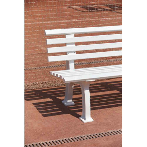Banc résine  2m  - 9 lattes - 3 pieds - blanc 130030