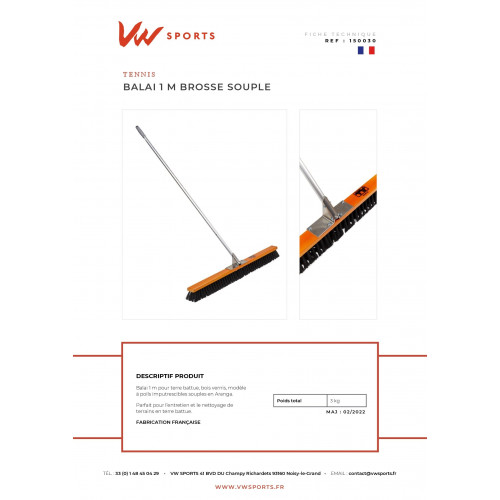 Balai 1m brosse souple- Made in France