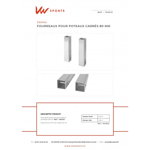 Fourreaux alu pour poteaux carrés dia.80mm (paire)