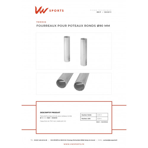 Fourreaux alu pour poteaux ronds dia.90mm - H 40cm (paire) - 100011