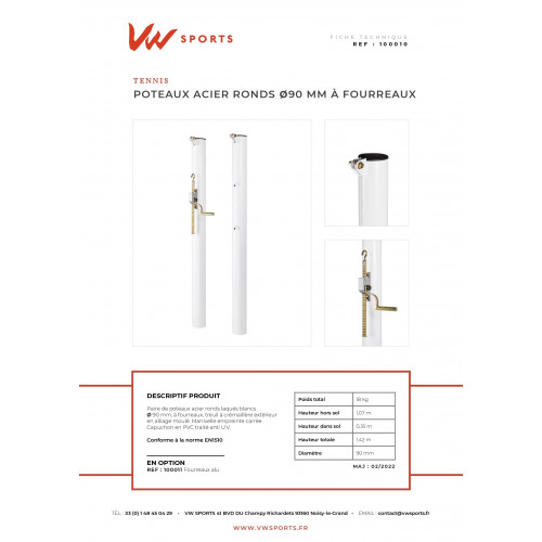 Poteaux de tennis acier ronds dia.90mm