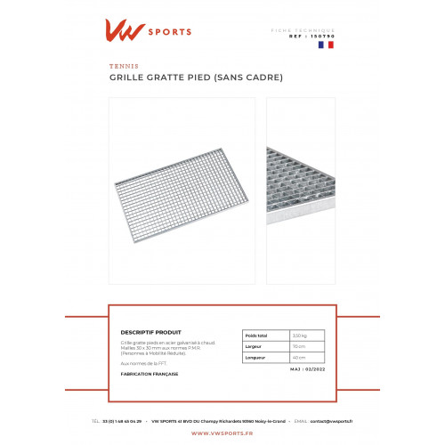Grille gratte-pied sans cadre - 150790