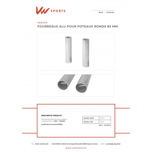 Fourreaux alu pour poteaux dia.83mm H40 - 100061