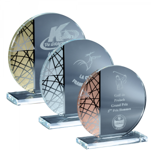 Trophée Podium en verre personnalisable