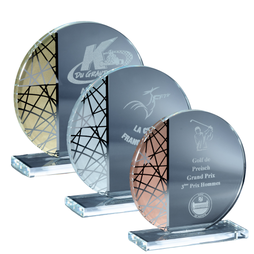 Trophée Podium en verre personnalisable