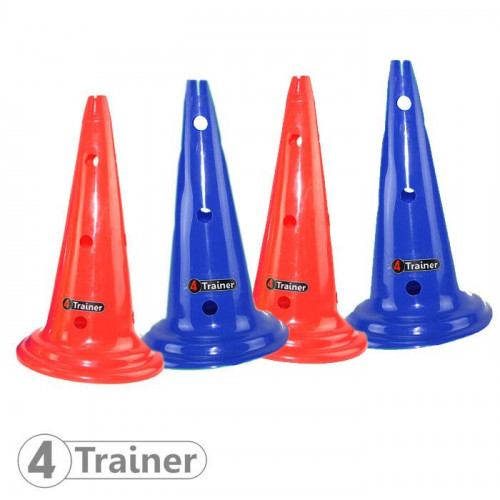 Balise x4 Multicolore - 50cm - 12 Trous - Rouge, Bleu - 4TRAINER