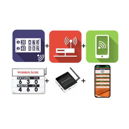 "E-TENNIS-SCORER" - TABLEAU DE SCORE CONNECTÉ - MODELE COMPACT + ADHÉSIF OFFERT - MADE IN FRANCE