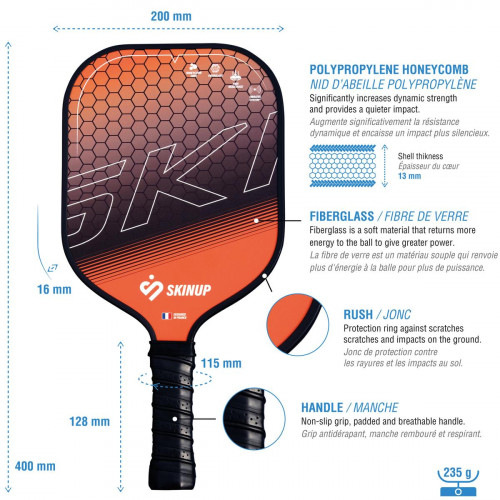 Lot 2 raquettes Pickleball Adulte smart & fun, 2 balles & une housse