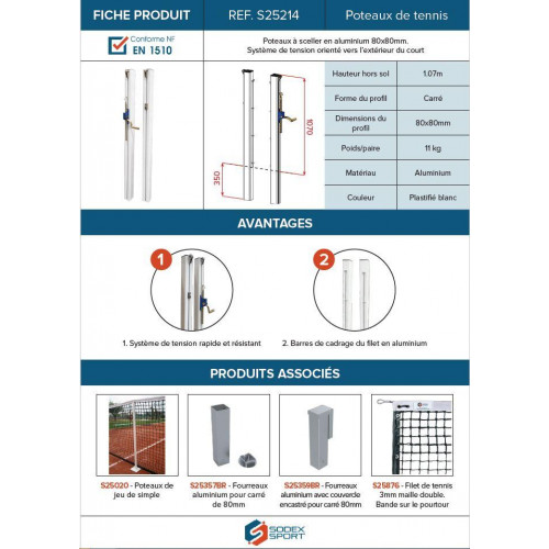 Poteaux carrés 80mm x 80mm en aluminium à sceller - Conforme ITF