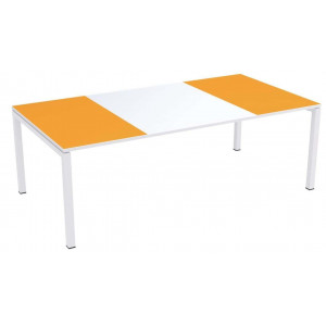 Bureau Easy Office 160x80cm pied blanc plateau blanc/orange