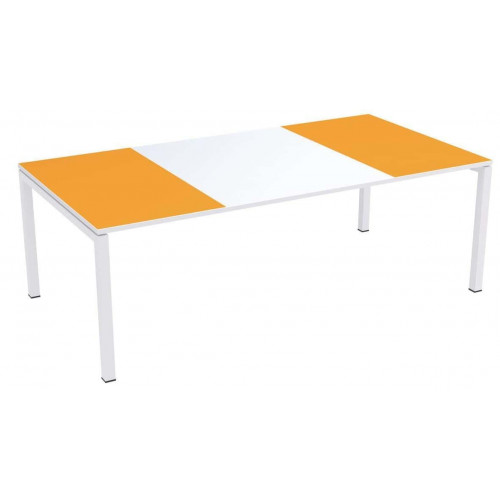 Bureau Easy Office 160x80cm pied blanc plateau blanc/orange