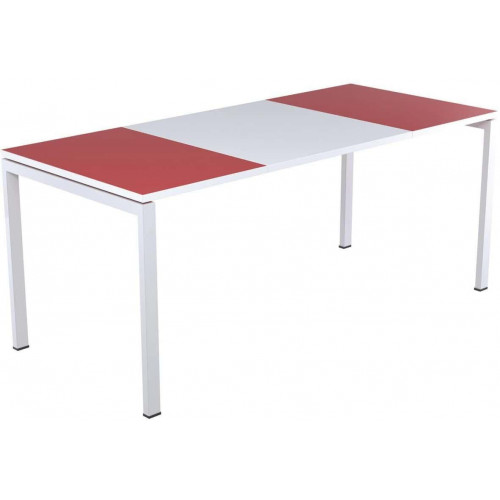 Bureau Easy Office 160x80cm pied blanc plateau blanc/orange