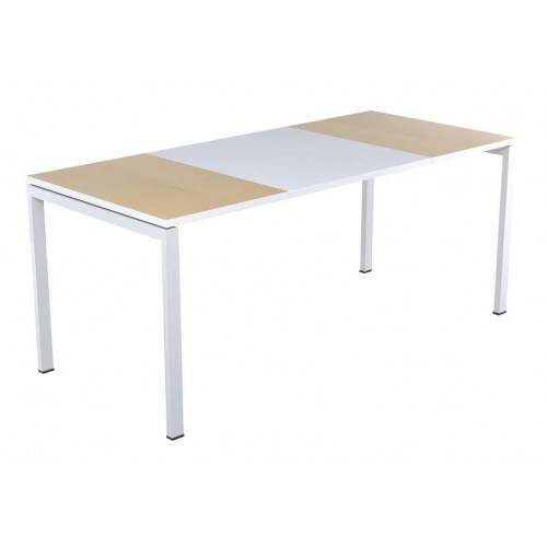 Bureau Easy Office 160x80cm pied blanc plateau blanc/orange