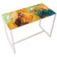 Table réunion haute Easy Office 6 personnes plateau coloris Hêtre