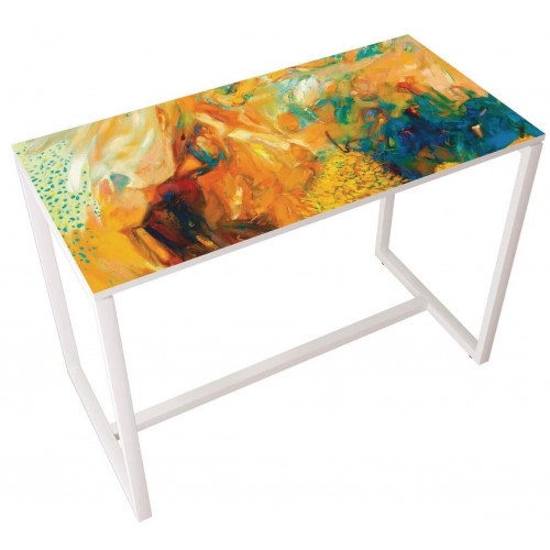 Table réunion haute Easy Office 6 personnes plateau coloris Hêtre