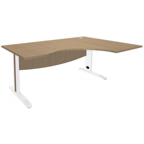 Bureau asymétrique pied métal à droite 160 Blanc/alu