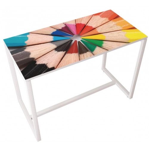 Table réunion haute Easy Office 6 personnes plateau coloris Hêtre