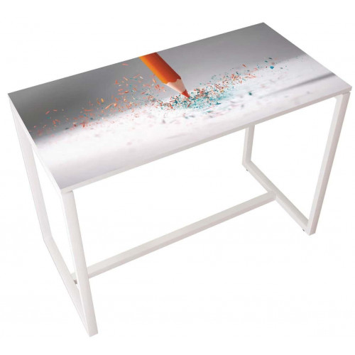 Table réunion haute Easy Office 6 personnes plateau coloris Hêtre