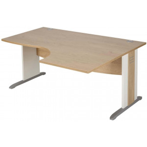 Bureau asymétrique Quatuor pied L bois retour à droite 160 Chêne/Blanc