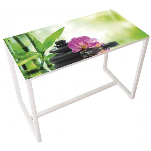 Table réunion haute Easy Office 6 personnes plateau coloris Hêtre