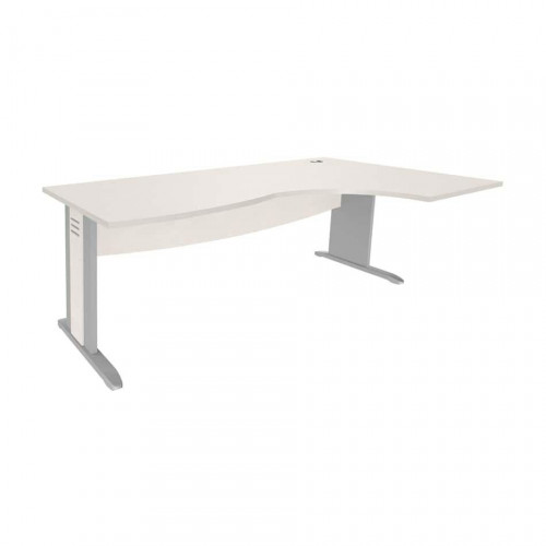 Bureau asymétrique Quatuor pied L bois retour à droite 160 Chêne/Blanc