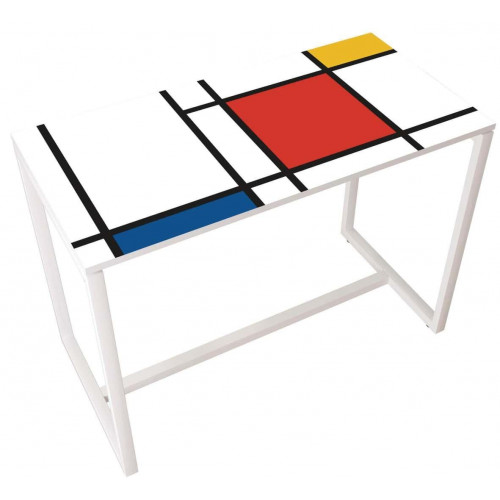 Table réunion haute Easy Office 6 personnes plateau coloris Hêtre